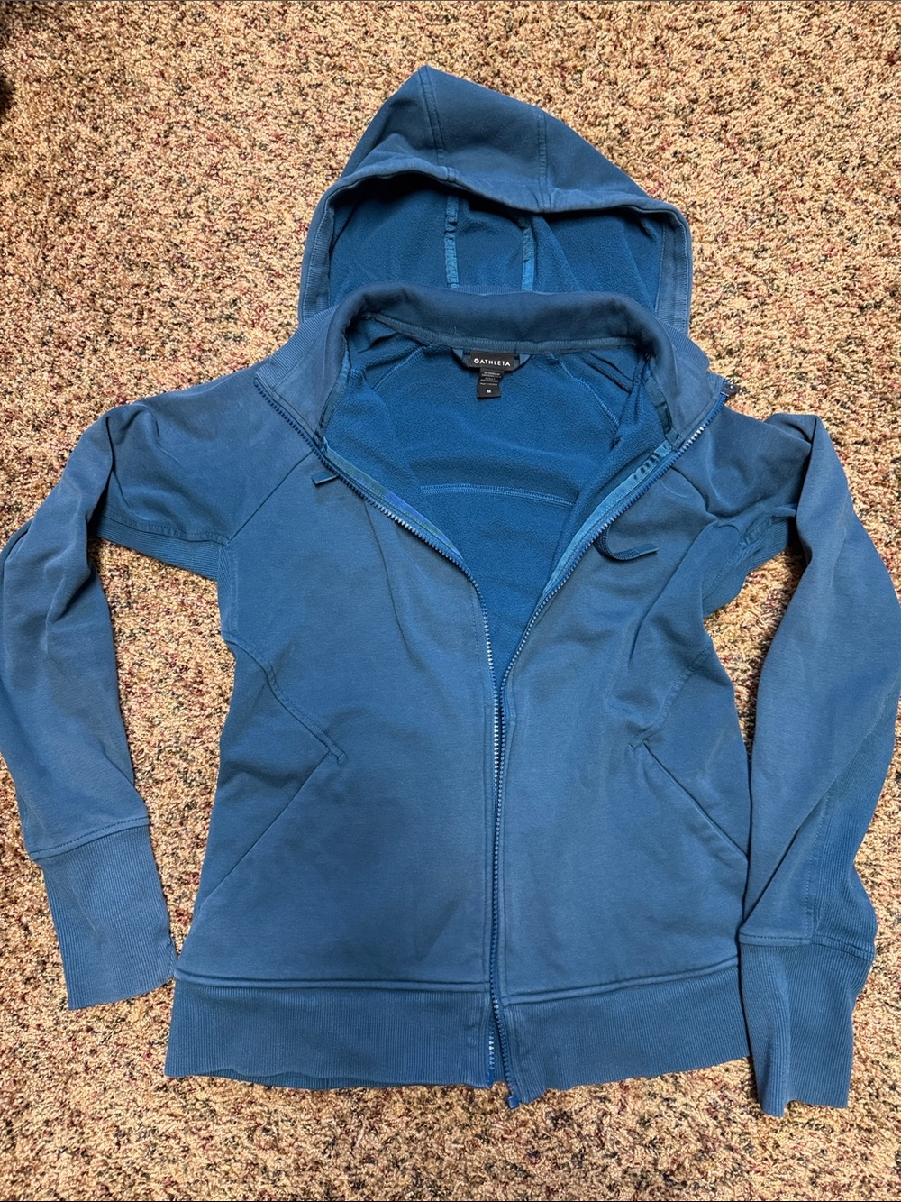 Athleta Teal Blue Full-Zip Triumph Hooded Sweatshirt - Medium